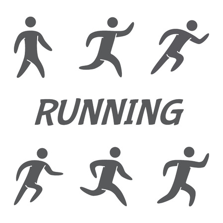 Silhouettes figures of runners. Vector icons and simbol for running.のイラスト素材