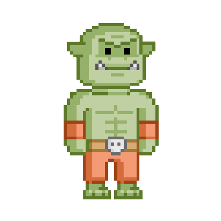 Pixel orc for 8 bit video game and designのイラスト素材