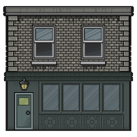 Pixel art house for background for games and designのイラスト素材