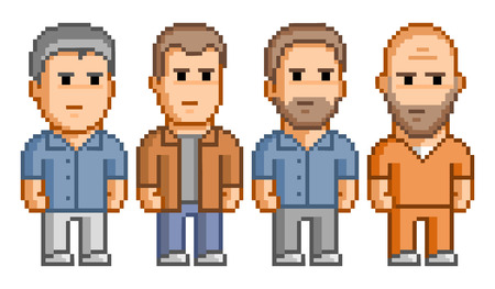 Pixel people for 8 bit video game and designのイラスト素材