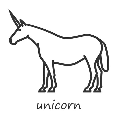 Outline icon unicorn. Linear figure horse vectorのイラスト素材