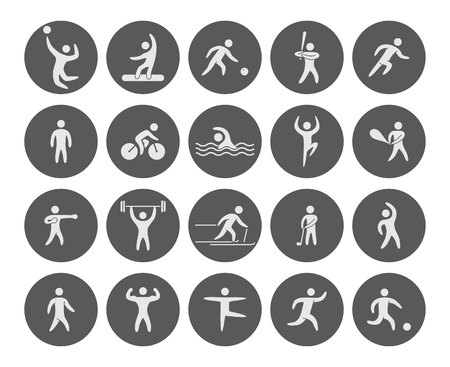 Silhouette figures of athletes popular sportsのイラスト素材