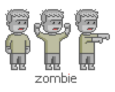 Pixel art set zombie for game and designのイラスト素材