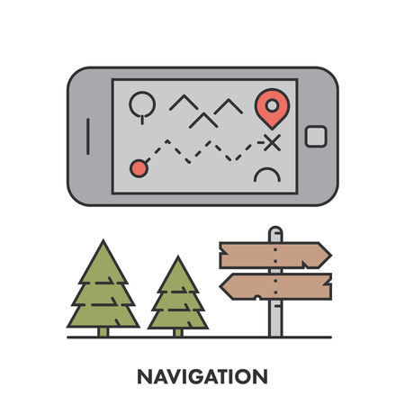 Line icon navigation in color. のイラスト素材