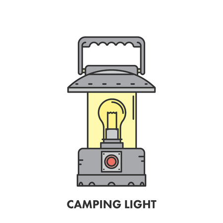 Line icon camping light in color.のイラスト素材