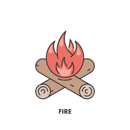 Line icon fire in color. のイラスト素材
