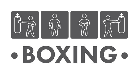 Silhouettes of figures boxers.のイラスト素材