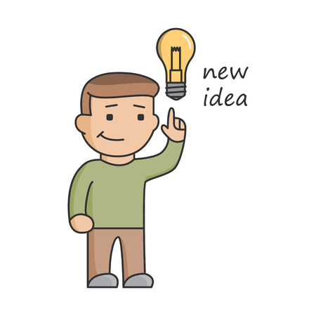 Line concept new idea for business. Big ideas, innovation and start-ups in the Internet. Vector business symbol, icon and banner.のイラスト素材