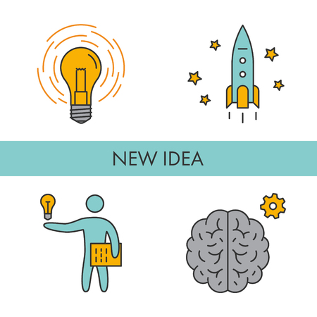 Line icons for new idea. Vector linear set for webのイラスト素材