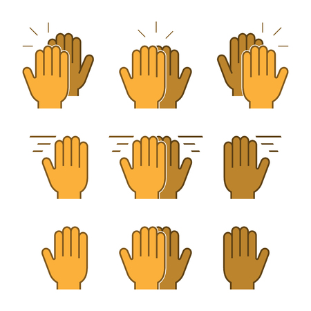 Vector set flat icons high five. Modern symbol line high five. Linear friendly high five.のイラスト素材