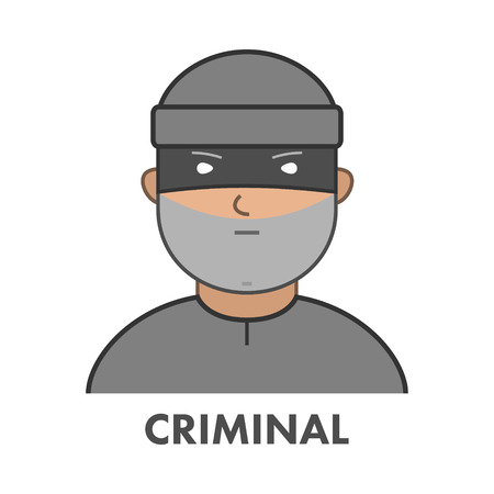 Modern icon theft. Vector symbol of burglar. Flat character robber.のイラスト素材