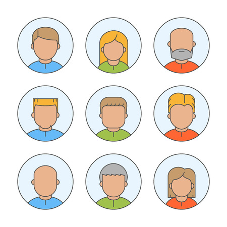 Line people avatars for web. Vector linear icons, sign and symbols for profileのイラスト素材