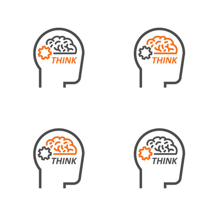 Vector line design for think. Linear creative symbol brainstorm. Open path.のイラスト素材