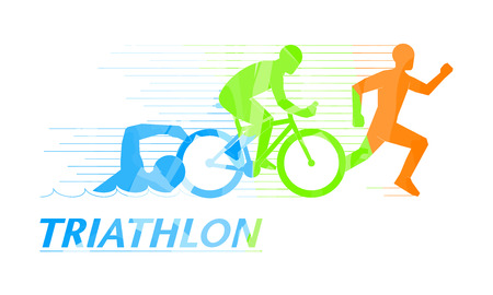 Cool vector symbol for triathlon. Stylish logo for triathlon on white background.のイラスト素材