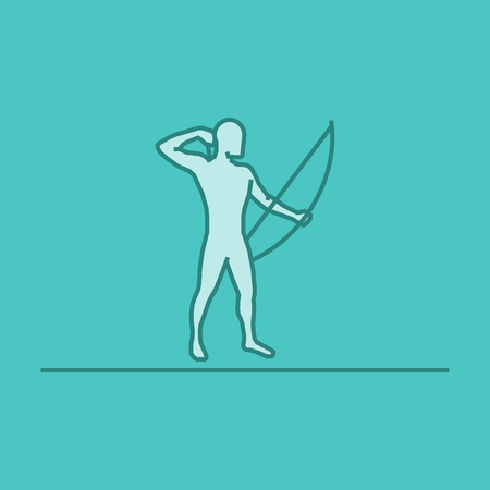 Vector silhouette of archer. Modern outline archeryのイラスト素材