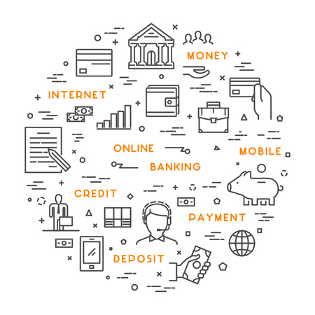 Vector line concept for banking. Modern linear symbol for investment. Open path.のイラスト素材