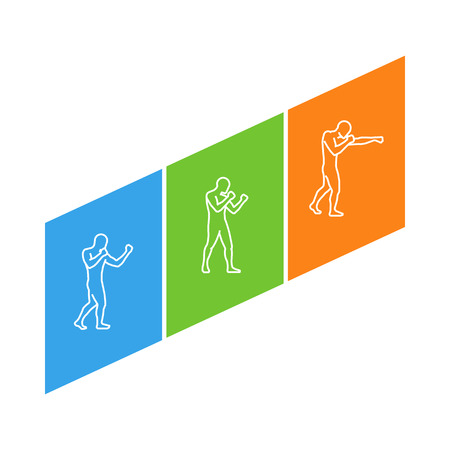 Modern line  logo for boxing. Outline figure boxer.のイラスト素材