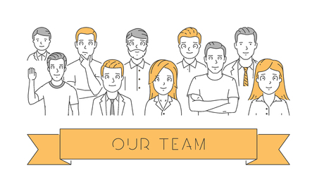Vector line web concept of our team. Modern linear banner.のイラスト素材