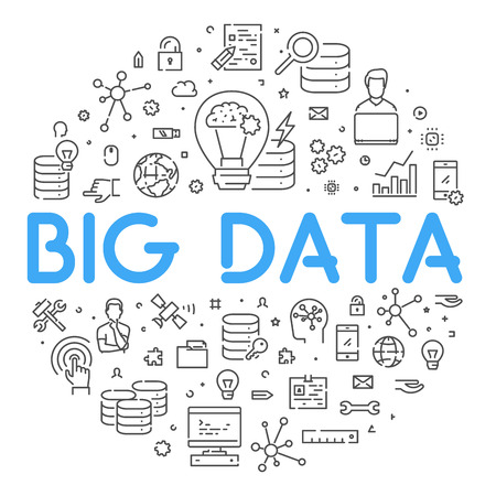 Vector line web concept for big data. Round linear banner for database.のイラスト素材