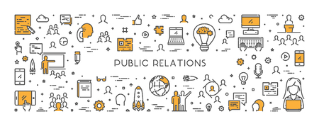 Vector line web concept for public relations. Modern linear banner for advertising.のイラスト素材