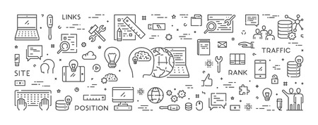 Vector line banner for search engine optimizationのイラスト素材