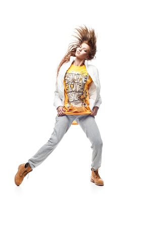 young caucasian hip-hop dancer woman showing some movesの写真素材