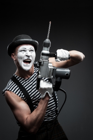 finny agressive mime holding puncherの写真素材