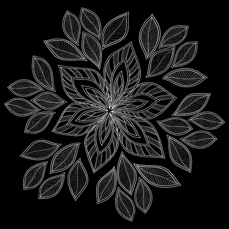 gray leaves and flower on black background vector illustrationのイラスト素材