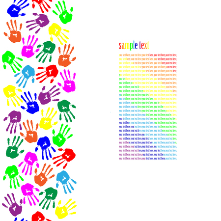 colorful hand prints with empty space background vectorのイラスト素材