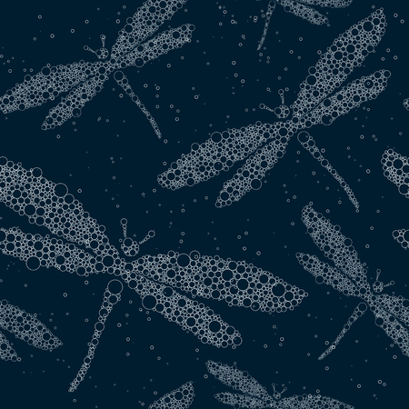 blue dragonfly vector seamless pattern backgroundのイラスト素材