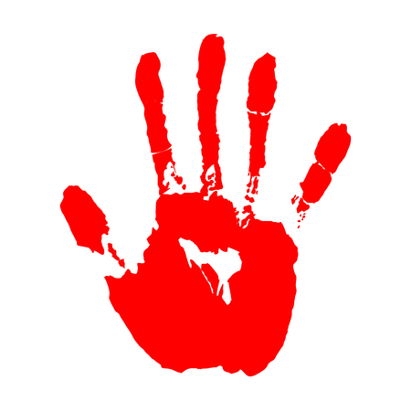 red hand print on white background vector illustrationのイラスト素材