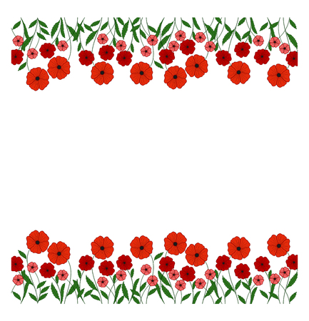 red poppies vector illustration for greeting cardのイラスト素材