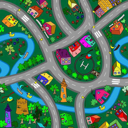 road vector seamless patternのイラスト素材