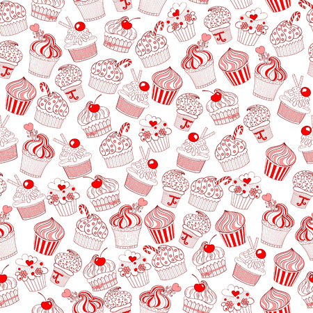 vector cupcake seamless patternのイラスト素材