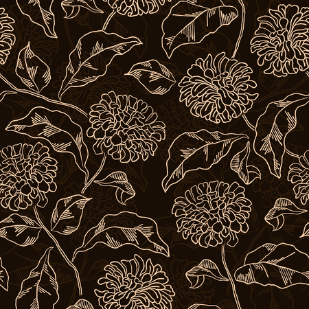Seamless floral pattern with chrysanthemums. Vector illustration.のイラスト素材