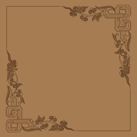 Vector hand-drawn vintage border frameのイラスト素材