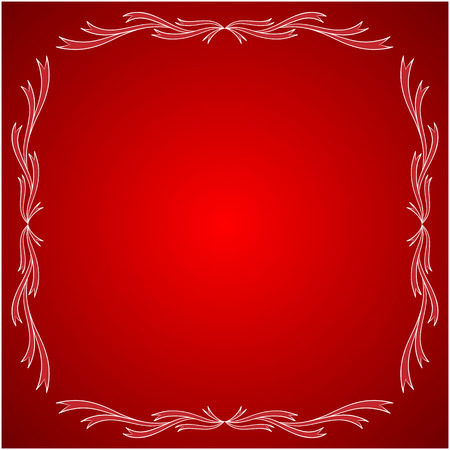 Red Vintage Frame Design For Greeting Card. Happy Valentines Day Lettering Card. Typographic Background With Ornament , Ribbonのイラスト素材