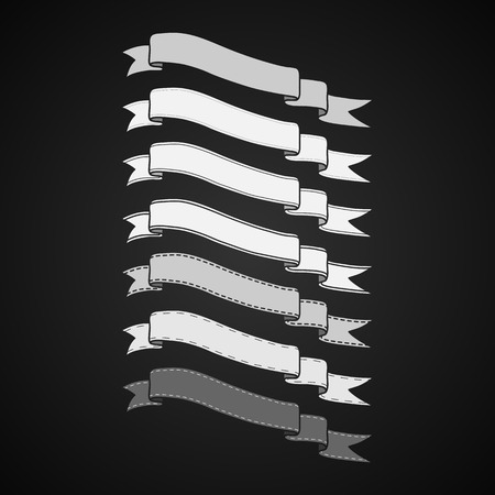 Vintage ribbon banners, hand drawn setのイラスト素材