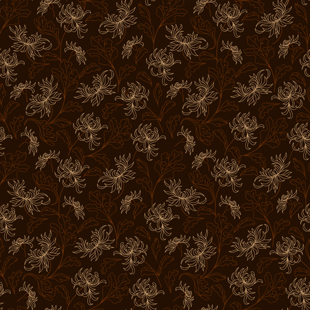 Seamless vintage japanese background with lilyのイラスト素材