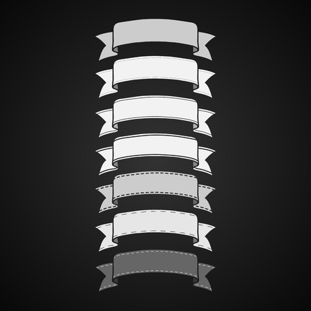 Vintage ribbon banners, hand drawn setのイラスト素材