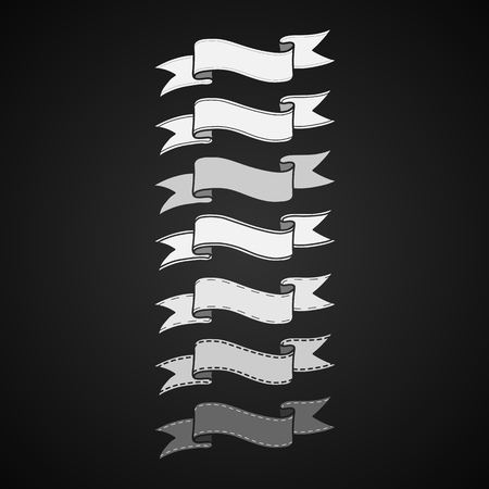 Vintage ribbon banners, hand drawn setのイラスト素材