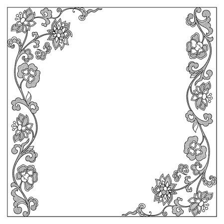 Vector vintage border frame calligraphic design elementsのイラスト素材