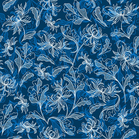 Seamless vintage japanese background with lilyのイラスト素材