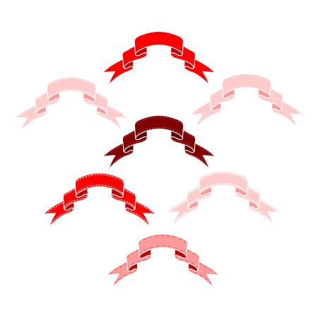 Vintage ribbon banners, hand drawn setのイラスト素材