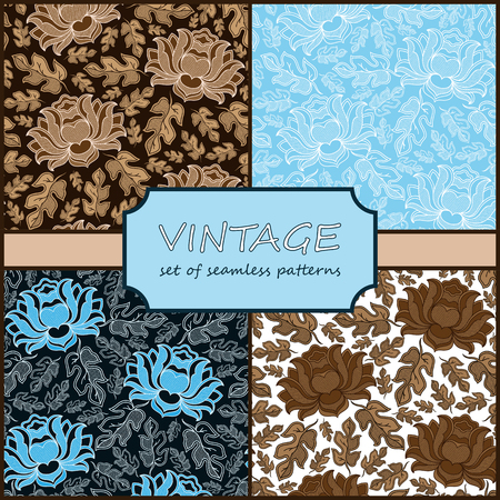Seamless Vintage Floral Background Collection. Vector background for textile design. Wallpaper, background, repeating pattern.のイラスト素材