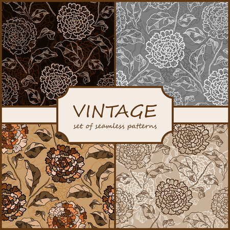 Seamless Vintage Floral Background Collection. Vector background for textile design. Wallpaper, background, repeating pattern.のイラスト素材