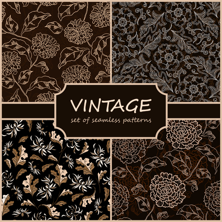 Seamless Vintage Floral Background Collection. Vector background for textile design. Wallpaper, background, repeating pattern.のイラスト素材