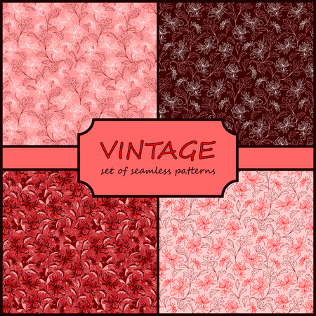 Seamless Vintage Floral Background Collection. Vector background for textile design. Wallpaper, background, repeating pattern.のイラスト素材