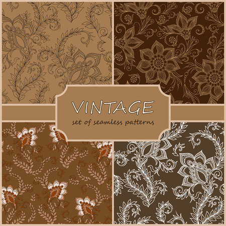 Seamless Vintage Floral Background Collection. Vector background for textile design. Wallpaper, background, repeating pattern.のイラスト素材