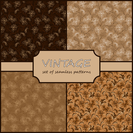 Seamless Vintage Floral Background Collection. Vector background for textile design. Wallpaper, background, repeating pattern.のイラスト素材